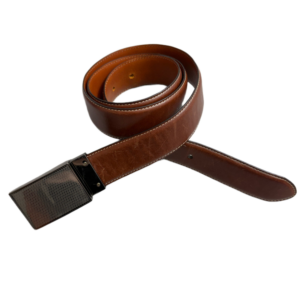 Brooks Brothers 346 Leather Belt Mens 42 Brown Silver Buckle Preppy Classic 1.25